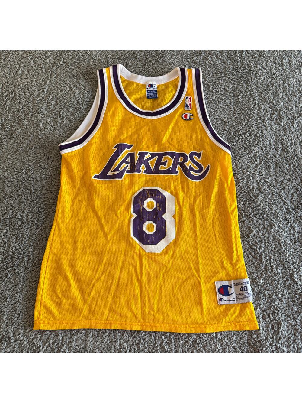 Kobe Bryant Authentic Champion Los Angeles Lakers #8 Gold Jersey 40 M 97-98 RARE
